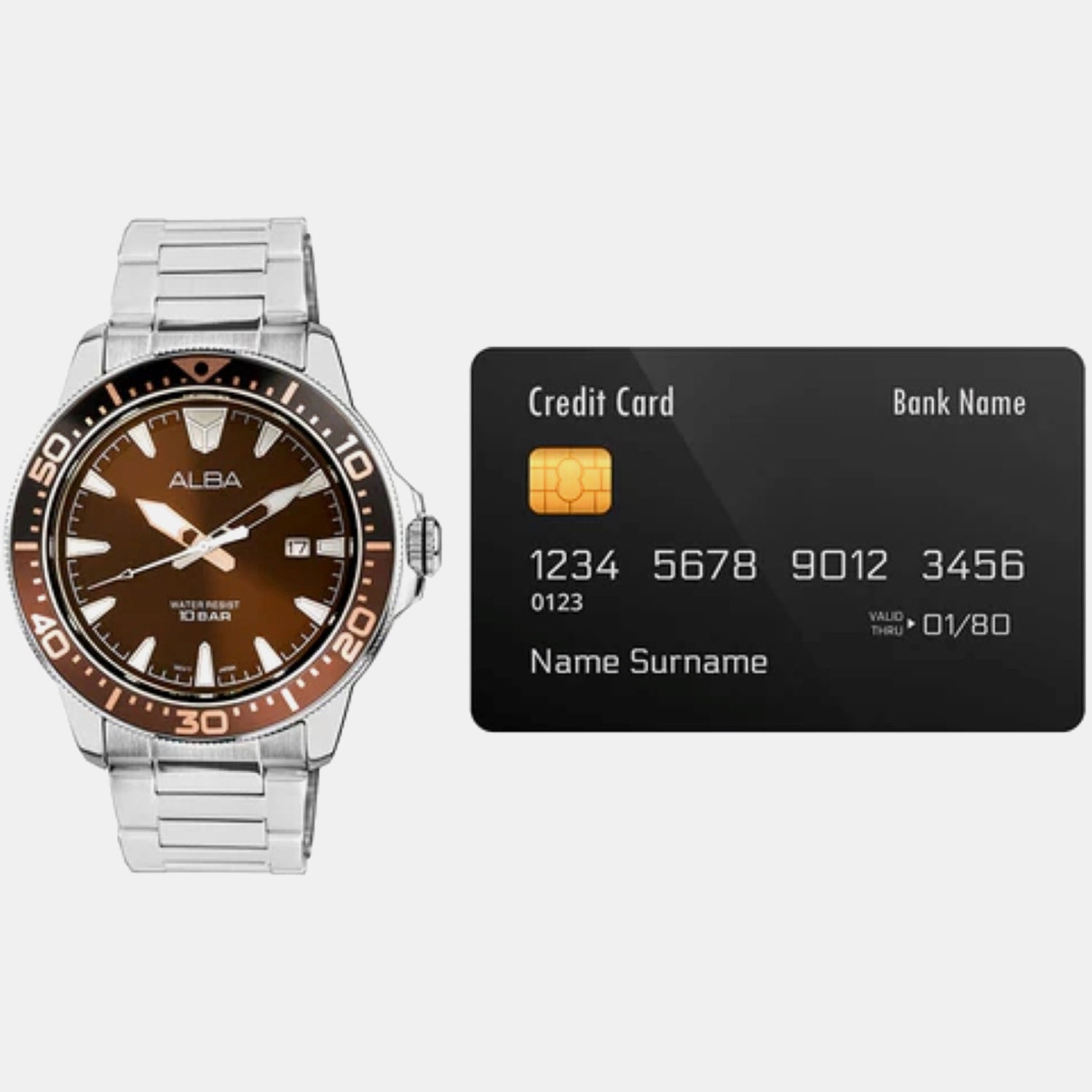 Men Quartz Brown Dial Analog Stainless Steel Watch AS9T91X1