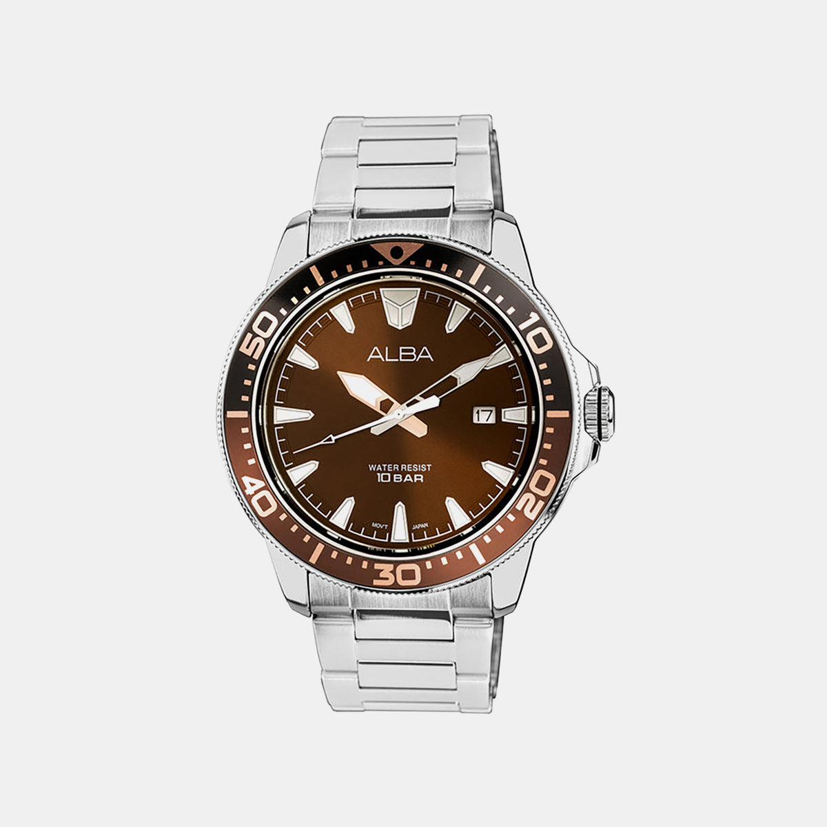 Active Men Quartz Brown Dial Analog Stainless Steel Watch AS9T91X1