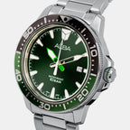 Men Quartz Green Dial Analog Stainless Steel Watch AS9T93X1