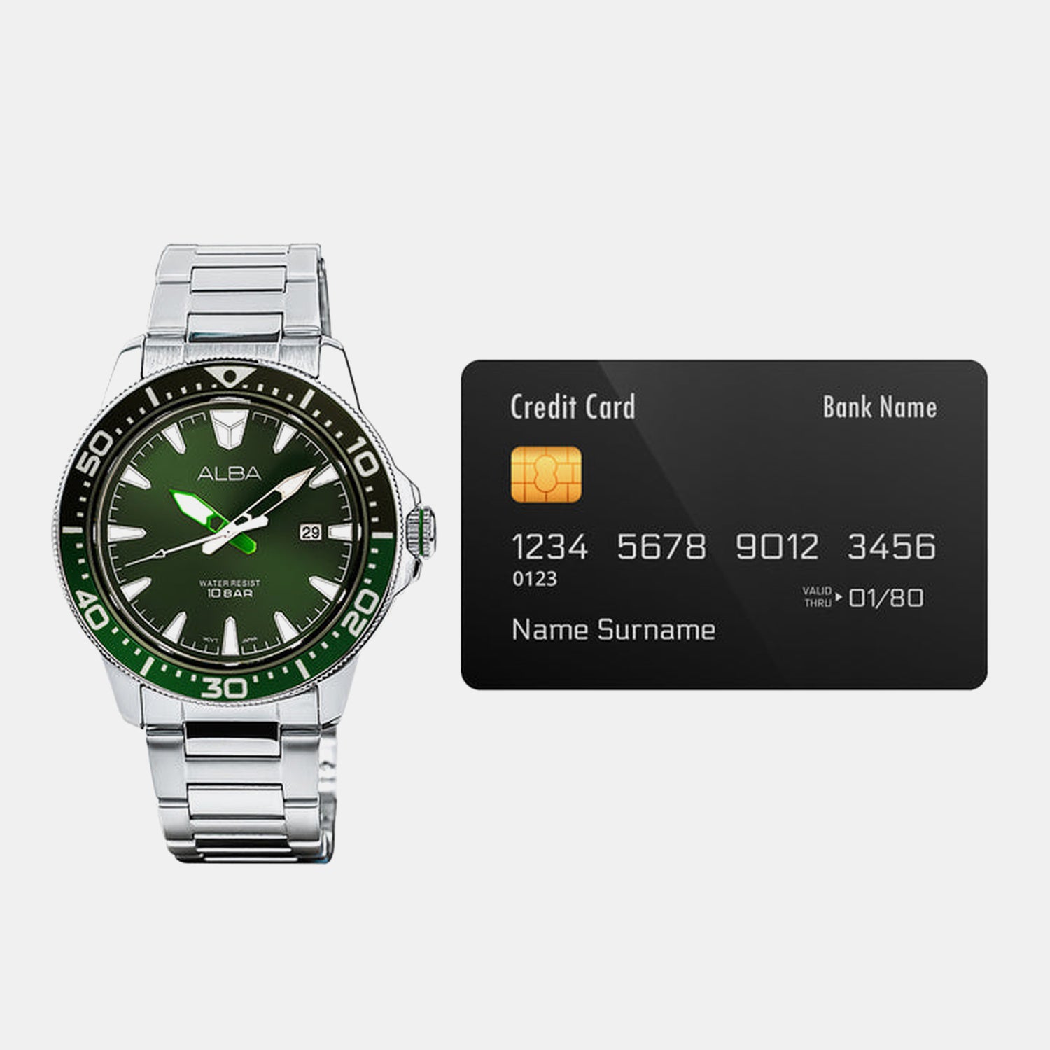 Men Quartz Green Dial Analog Stainless Steel Watch AS9T93X1