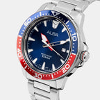 Men Quartz Blue Dial Analog Stainless Steel Watch AS9T97X1