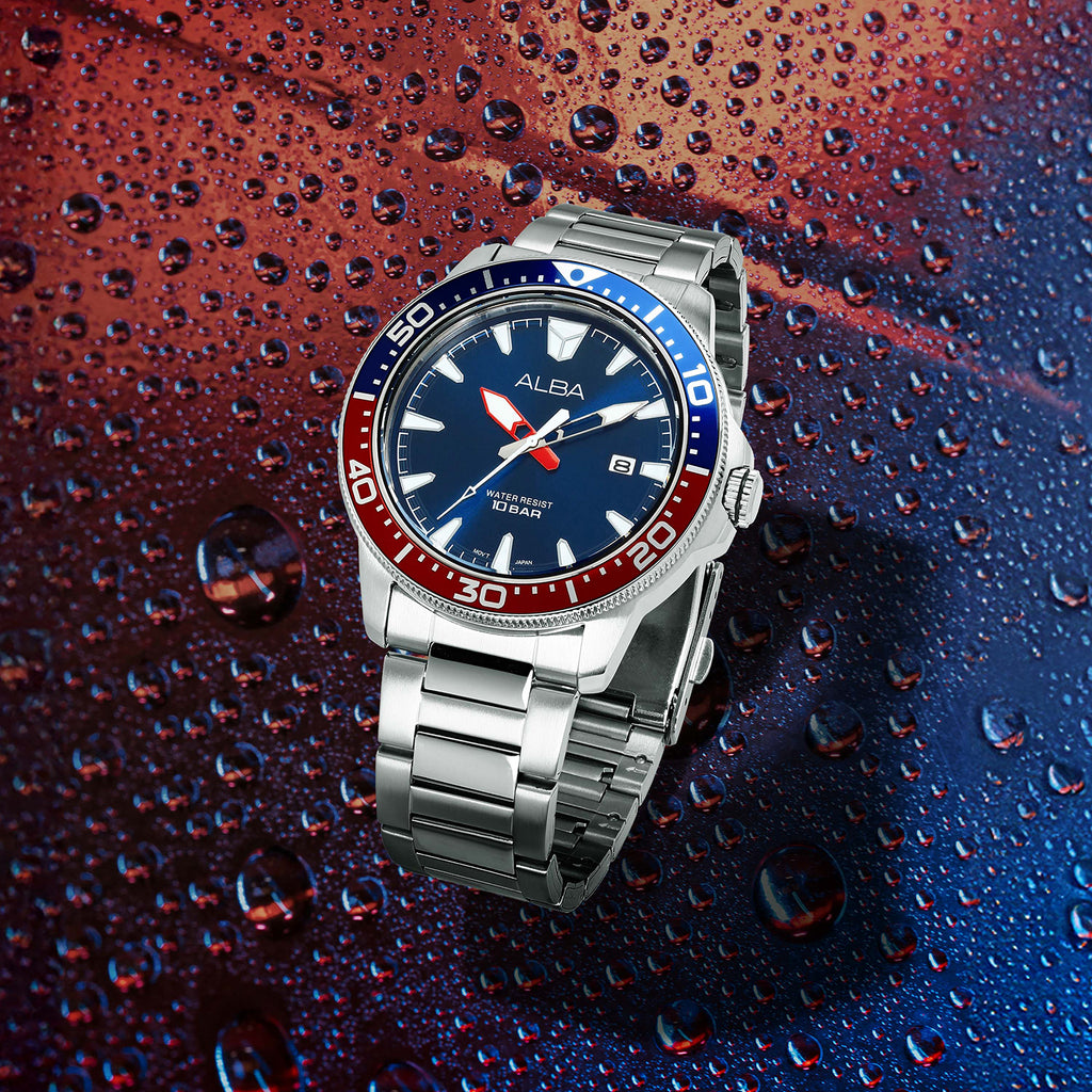 Men Quartz Blue Dial Analog Stainless Steel Watch AS9T97X1