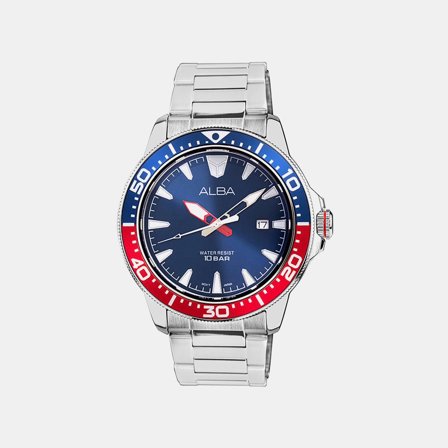 Men Quartz Blue Dial Analog Stainless Steel Watch AS9T97X1