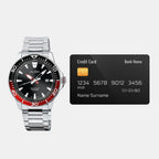 Men Quartz Black Dial Analog Stainless Steel Watch AS9T99X1