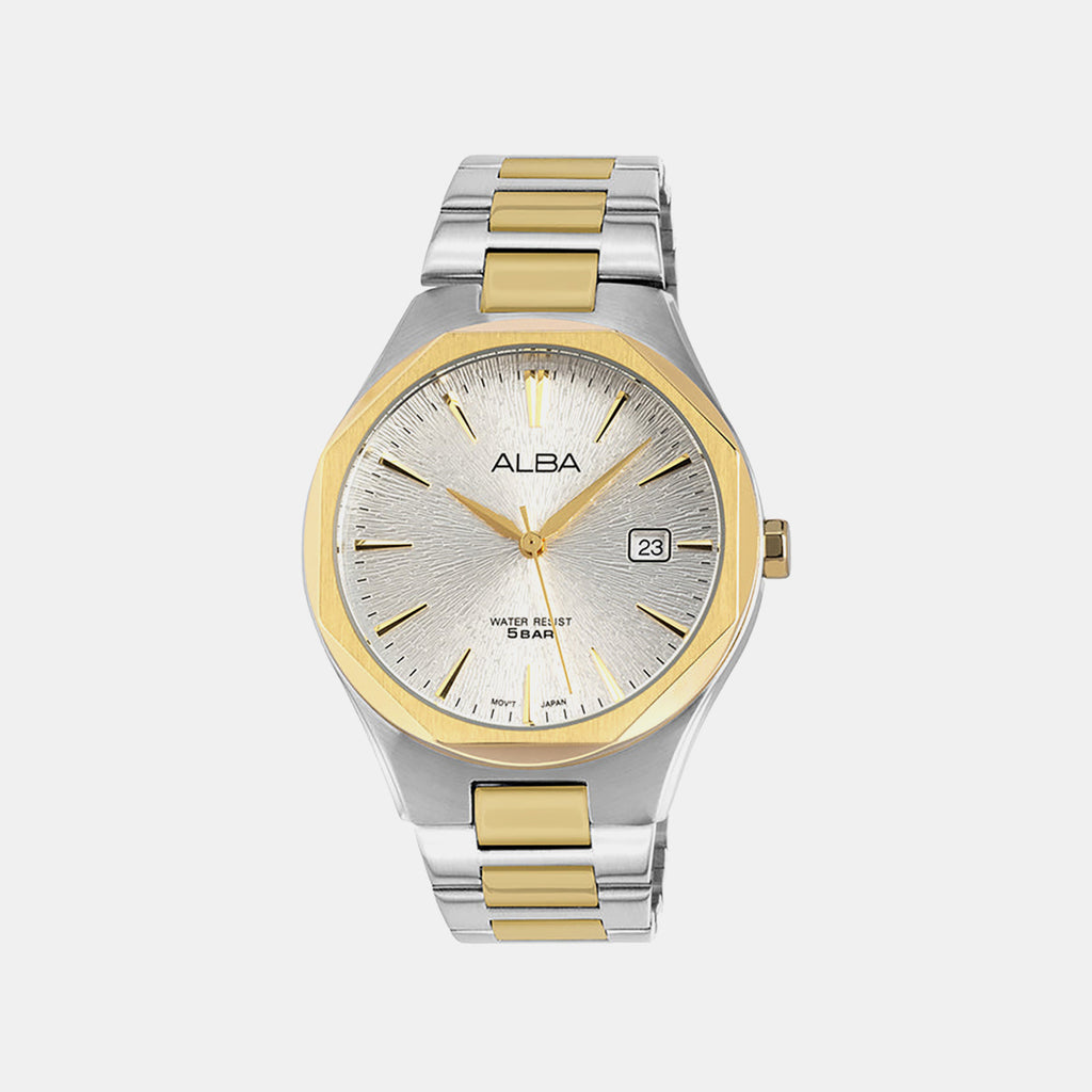 Men Quartz Silver Dial Analog Stainless Steel Watch AS9U52X1