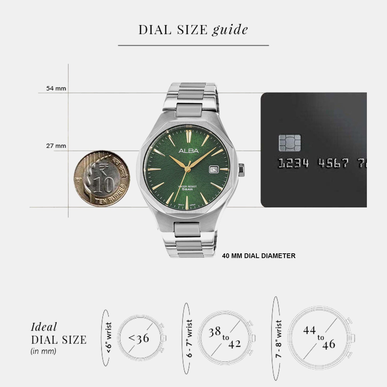 Men Quartz Green Dial Analog Stainless Steel Watch AS9U55X1