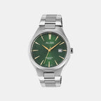 Men Quartz Green Dial Analog Stainless Steel Watch AS9U55X1