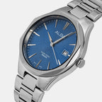 Men Quartz Blue Dial Analog Stainless Steel Watch AS9U57X1
