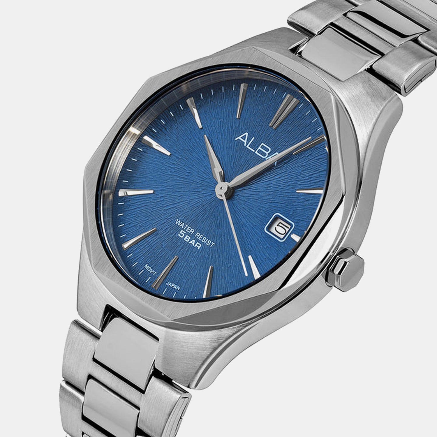 Men Quartz Blue Dial Analog Stainless Steel Watch AS9U57X1