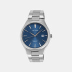Men Quartz Blue Dial Analog Stainless Steel Watch AS9U57X1