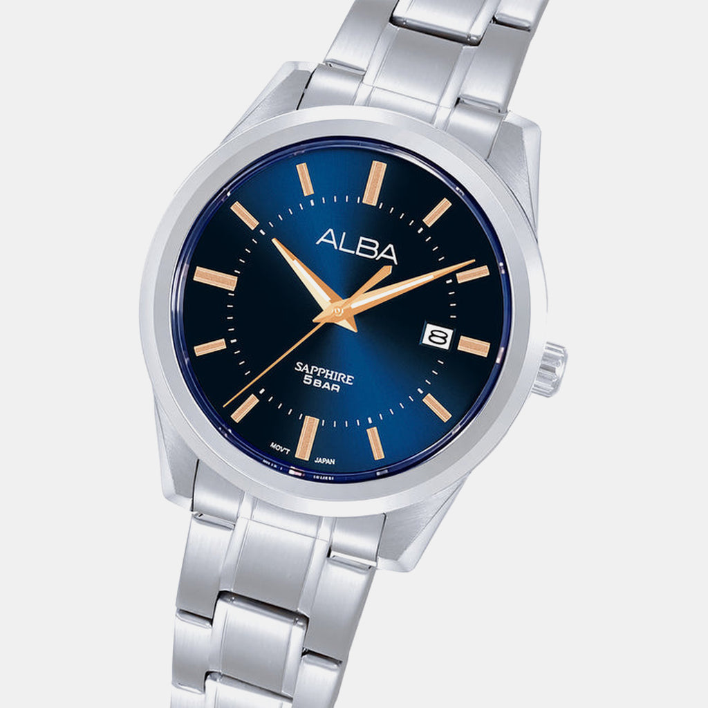 Men Quartz Blue Dial Analog Stainless Steel Watch AS9V23X1