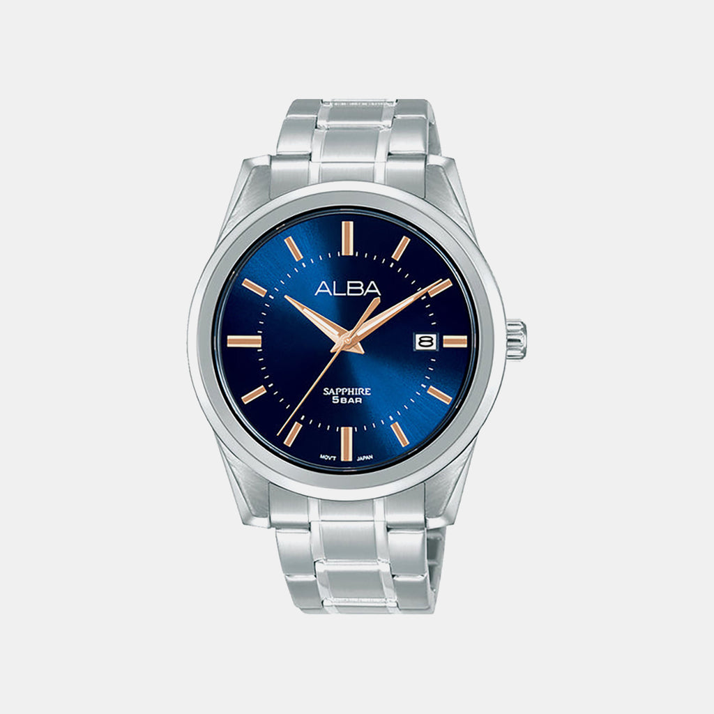 Men Quartz Blue Dial Analog Stainless Steel Watch AS9V23X1