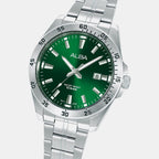 Active Men Quartz Green Dial Analog Stainless Steel Watch AS9V43X1