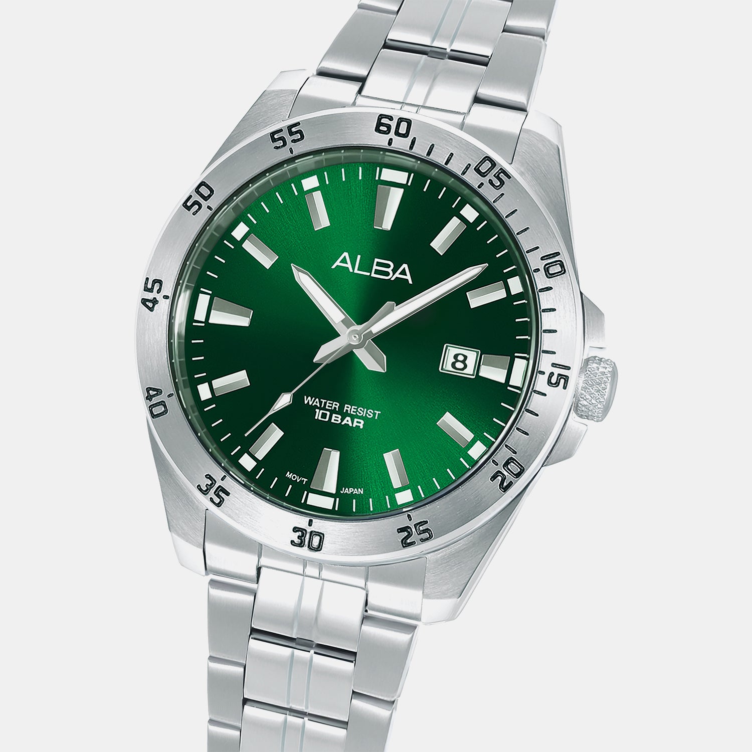 Active Men Quartz Green Dial Analog Stainless Steel Watch AS9V43X1