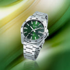 Active Men Quartz Green Dial Analog Stainless Steel Watch AS9V43X1