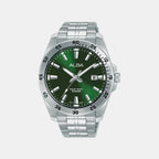 Active Men Quartz Green Dial Analog Stainless Steel Watch AS9V43X1
