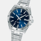 Active Men Quartz Blue Dial Analog Stainless Steel Watch AS9V45X1