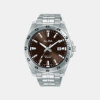 Men Quartz Brown Dial Analog Stainless Steel Watch AS9V49X1