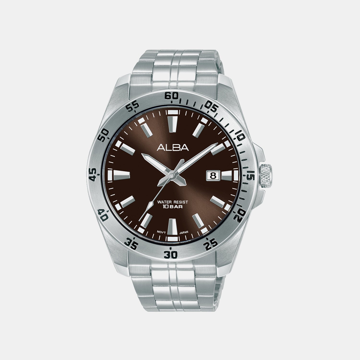 Men Quartz Brown Dial Analog Stainless Steel Watch AS9V49X1