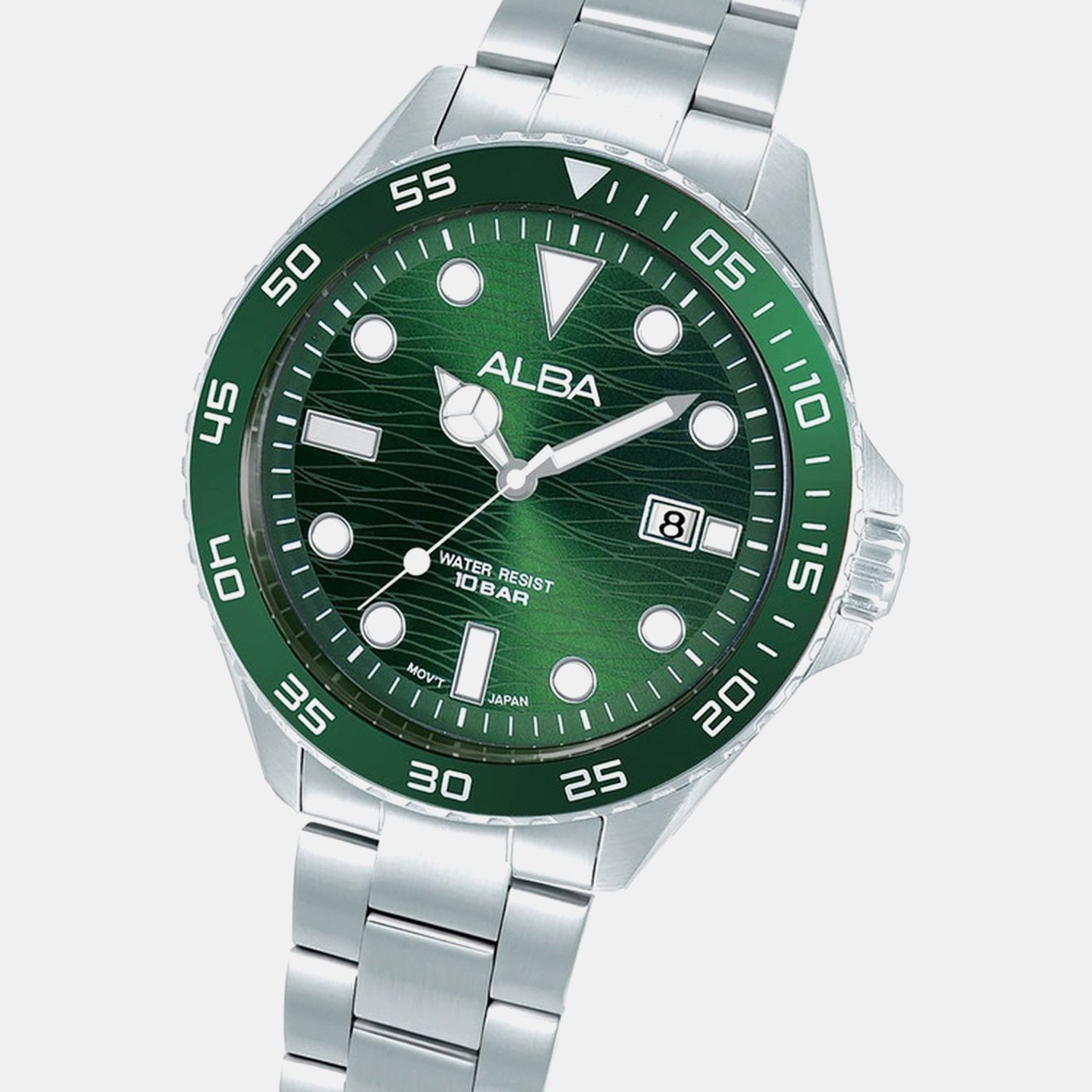 Active Men Quartz Green Dial Analog Stainless Steel Watch AS9V59X1