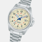 Men Quartz Cream Dial Analog Stainless Steel Watch AS9W05X1