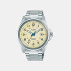 Men Quartz Cream Dial Analog Stainless Steel Watch AS9W05X1