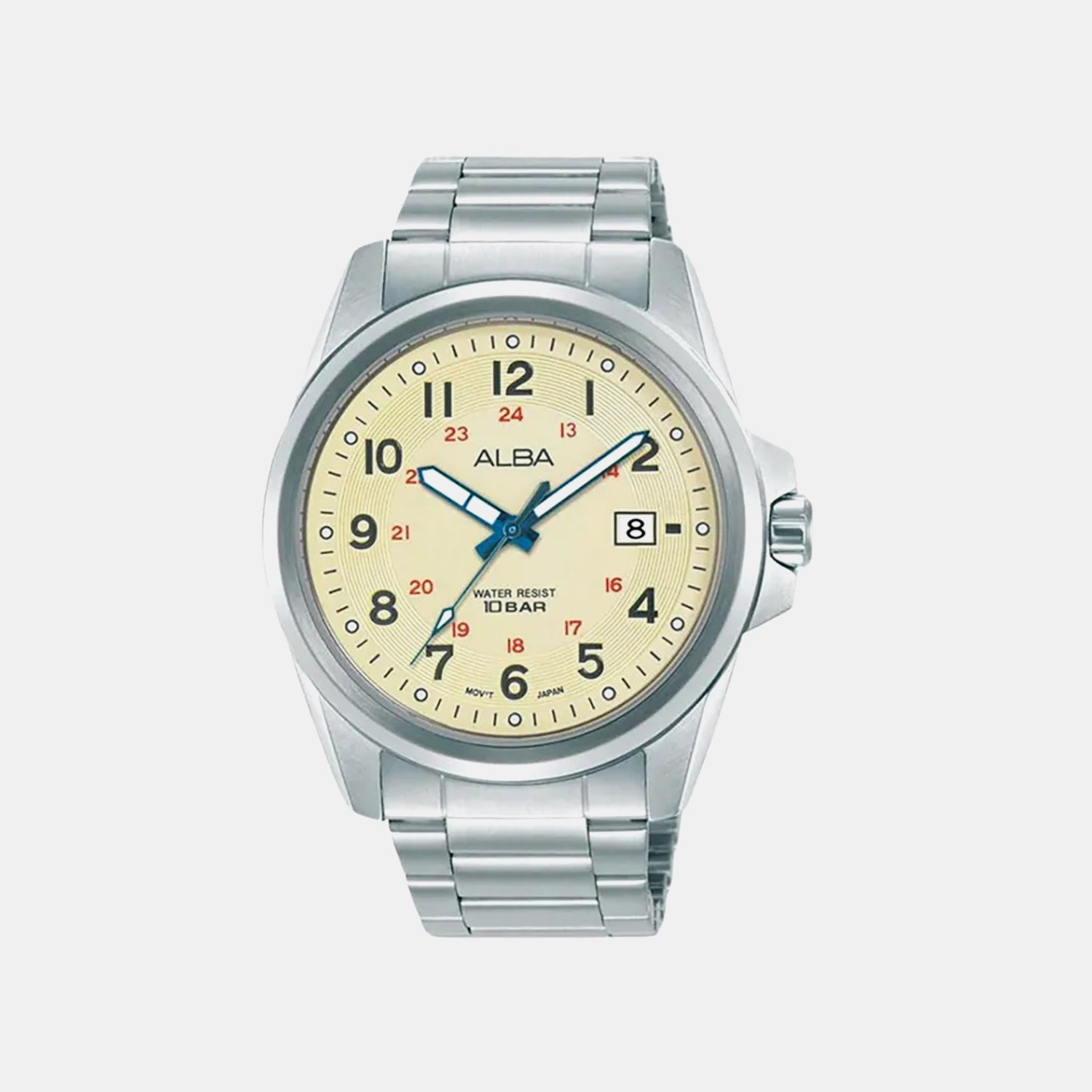 Men Quartz Cream Dial Analog Stainless Steel Watch AS9W05X1