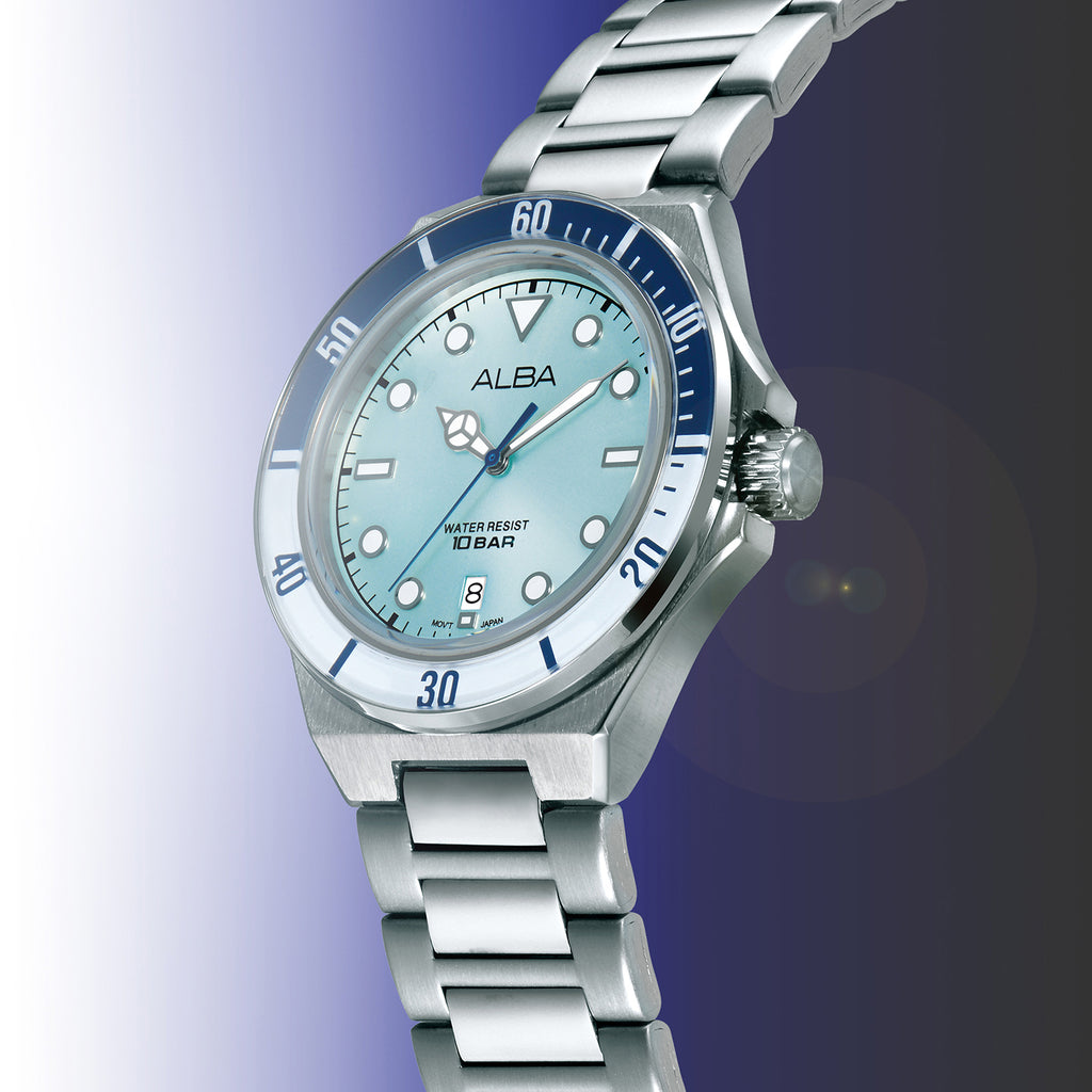 Active Men Quartz Blue Dial Analog Stainless Steel Watch AS9W11X1