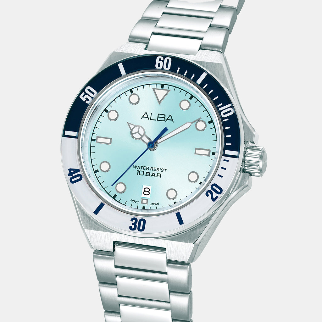 Active Men Quartz Blue Dial Analog Stainless Steel Watch AS9W11X1