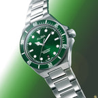 Active Men Quartz Green Dial Analog Stainless Steel Watch AS9W17X1