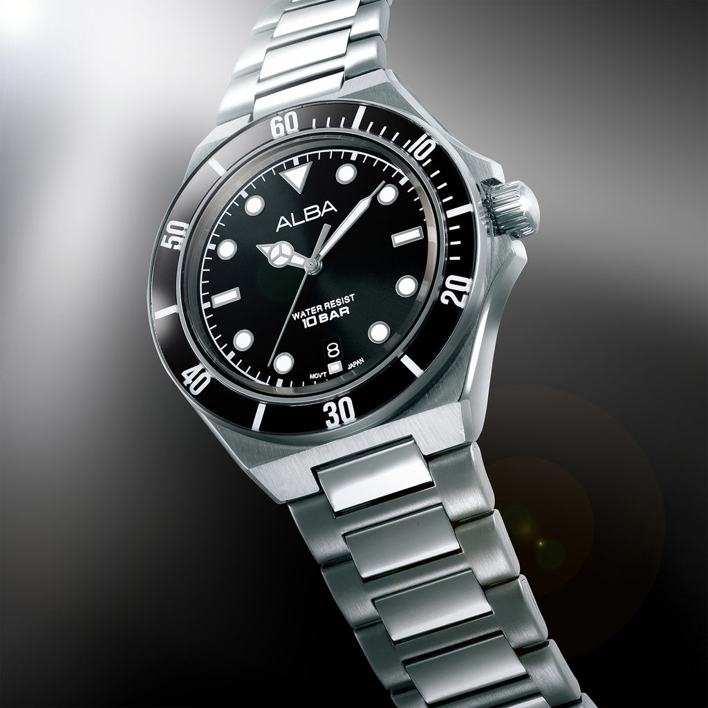 Active Men Quartz Black Dial Analog Stainless Steel Watch AS9W19X1
