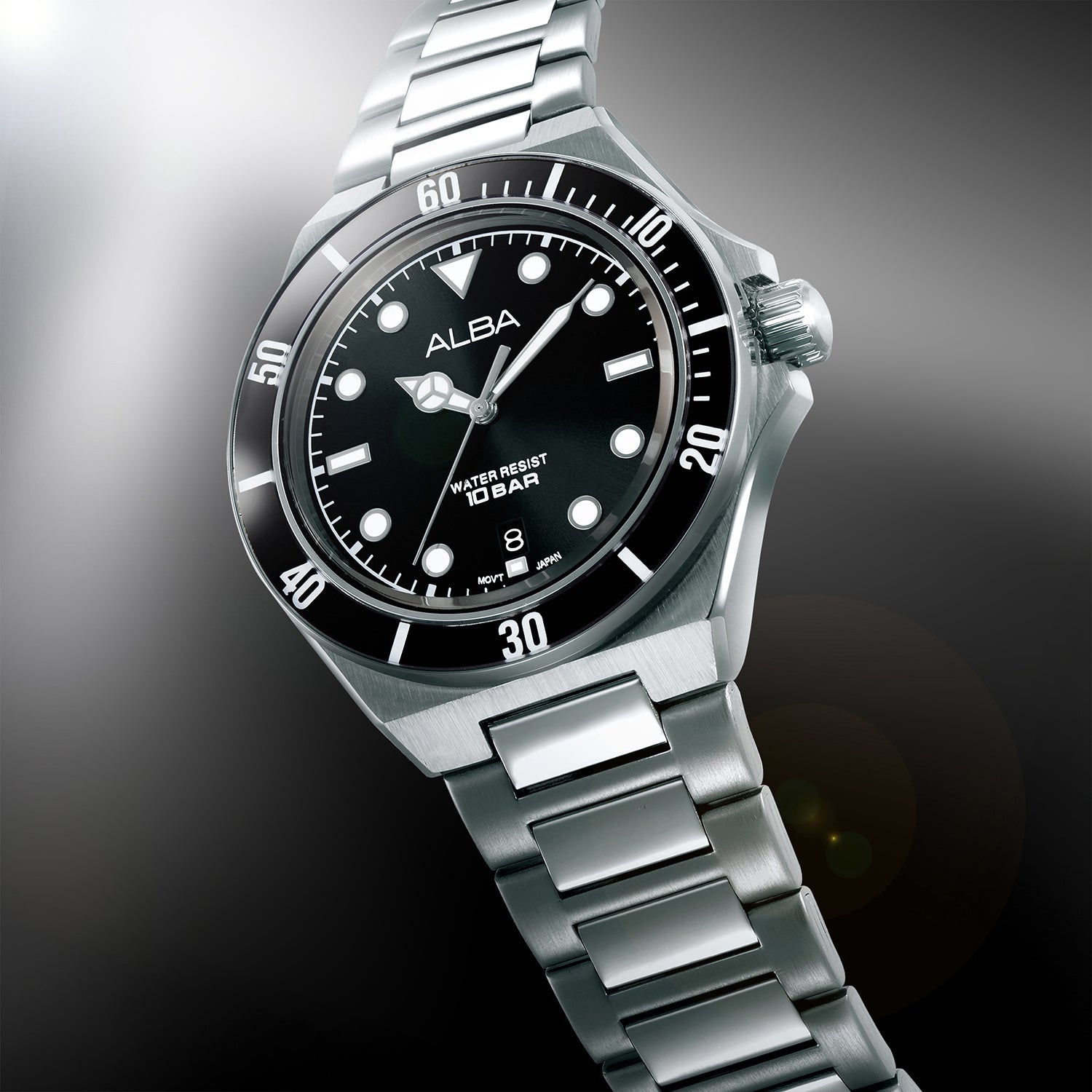 Active Men Quartz Black Dial Analog Stainless Steel Watch AS9W19X1