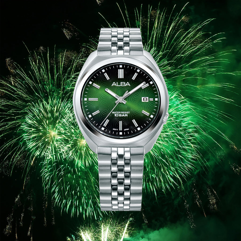 Active Men Quartz Green Dial Analog Stainless Steel Watch AS9W31X1