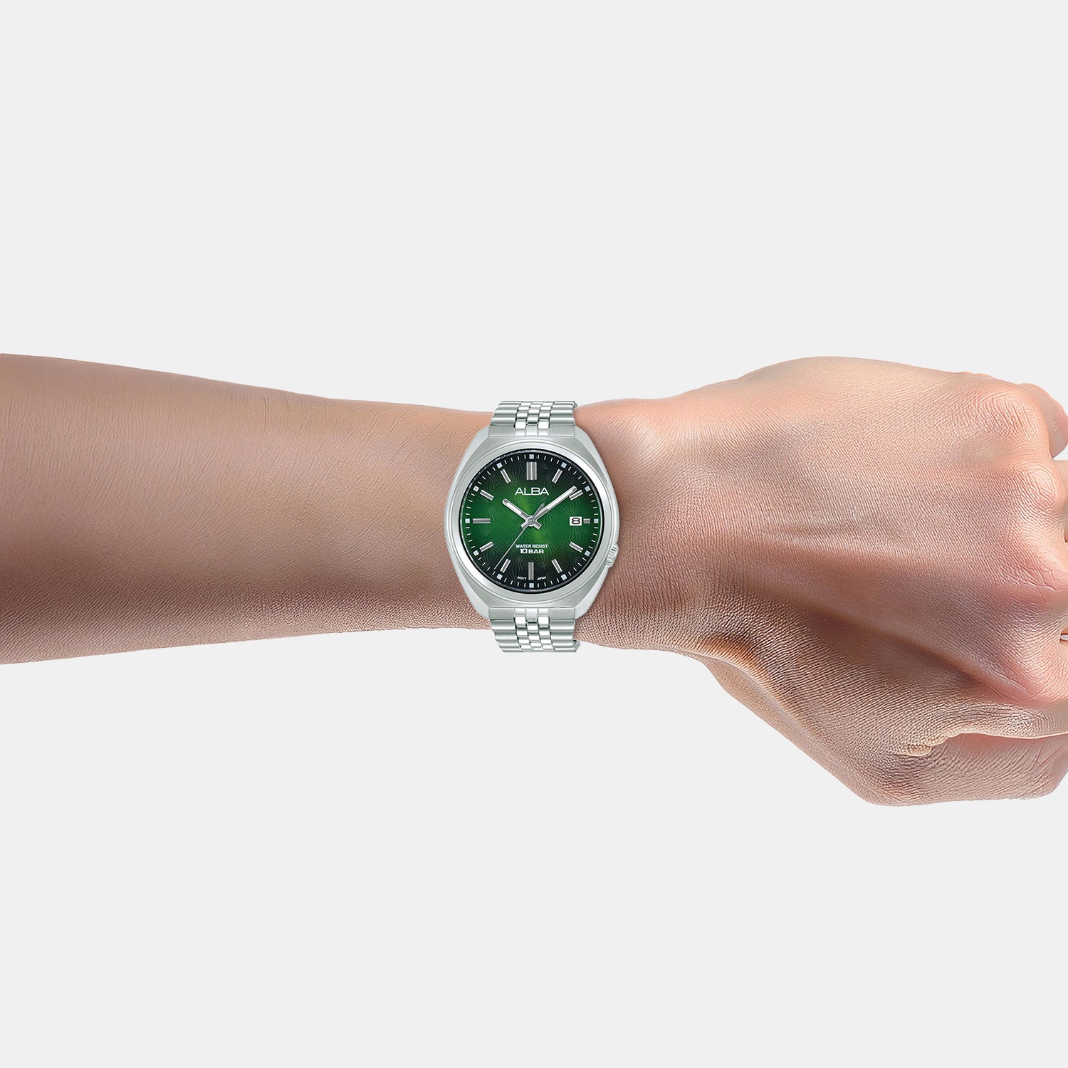 Active Men Quartz Green Dial Analog Stainless Steel Watch AS9W31X1