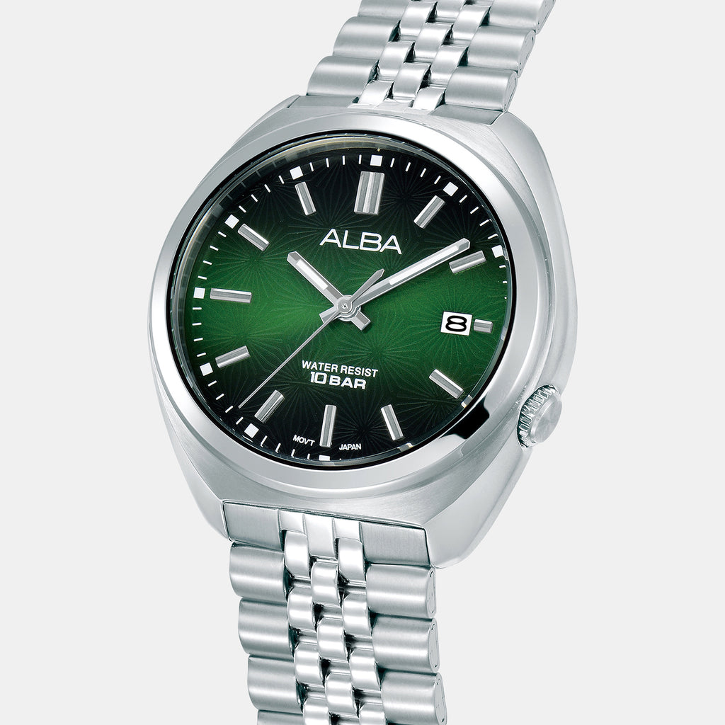 Active Men Quartz Green Dial Analog Stainless Steel Watch AS9W31X1