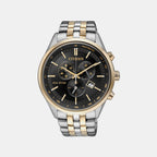 Eco-Drive Men Quartz Black Dial Chronograph Stainless Steel Watch AT2144-54E
