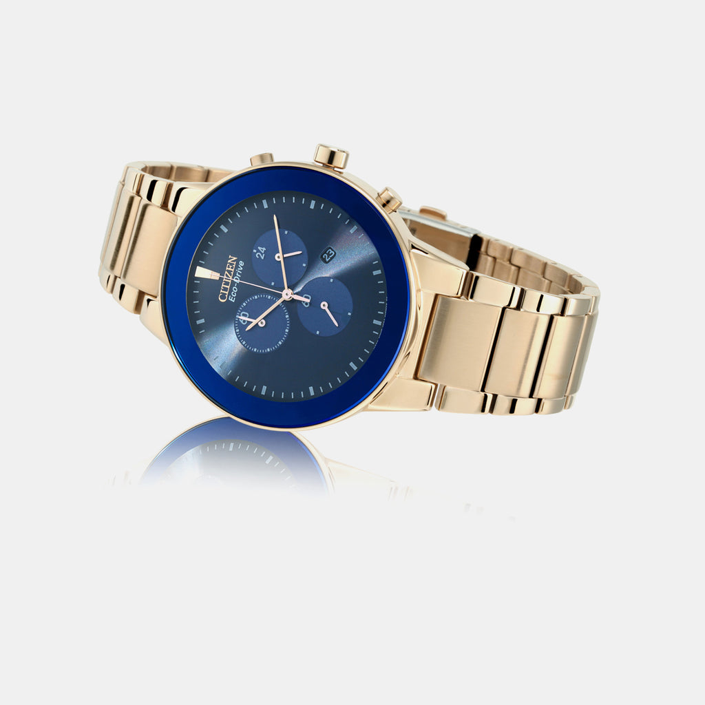Axiom Men Quartz Blue Dial Chronograph Stainless Steel Watch AT2243-87L