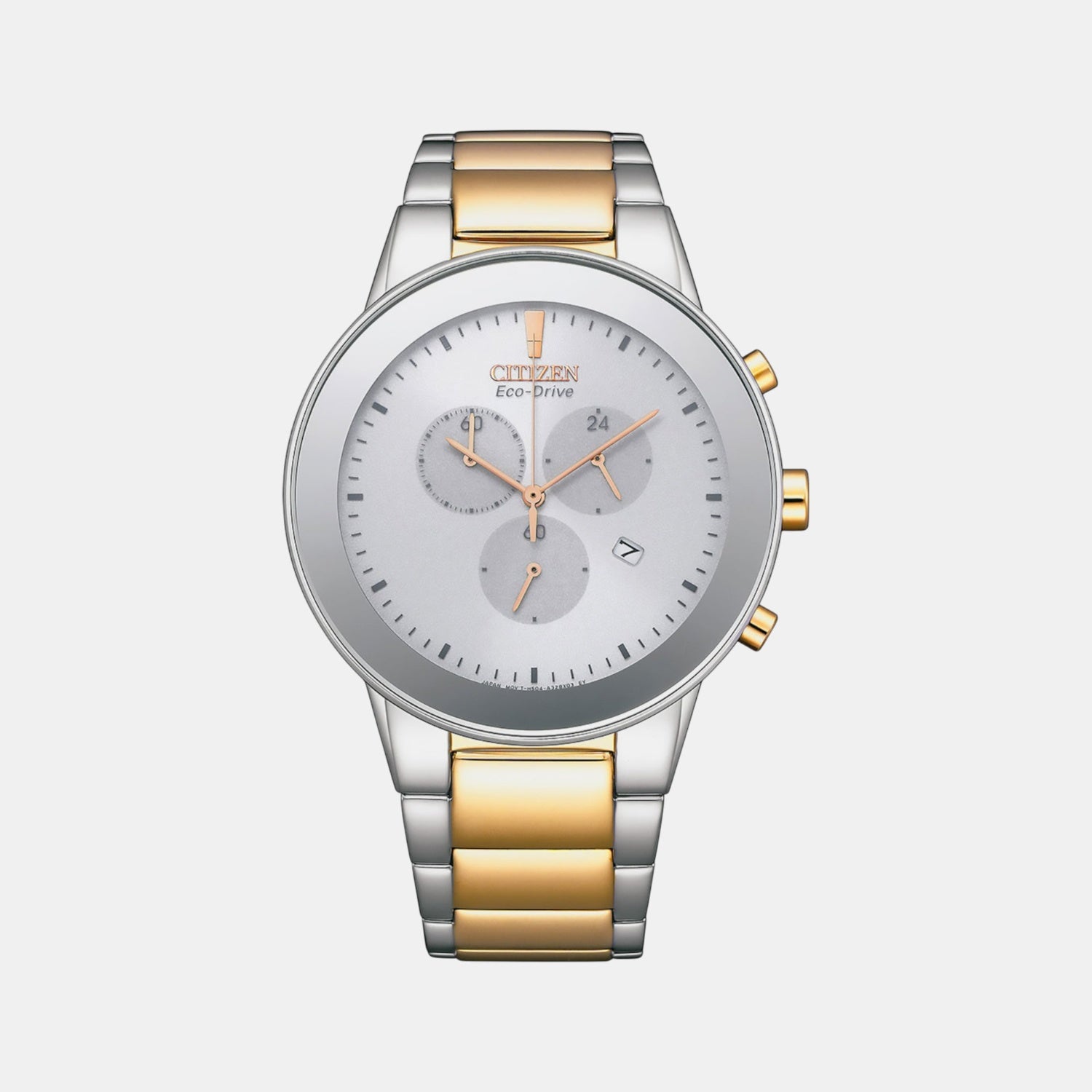 Axiom Men Eco-Drive White Dial Chronograph Stainless Steel Watch AT2244-84A