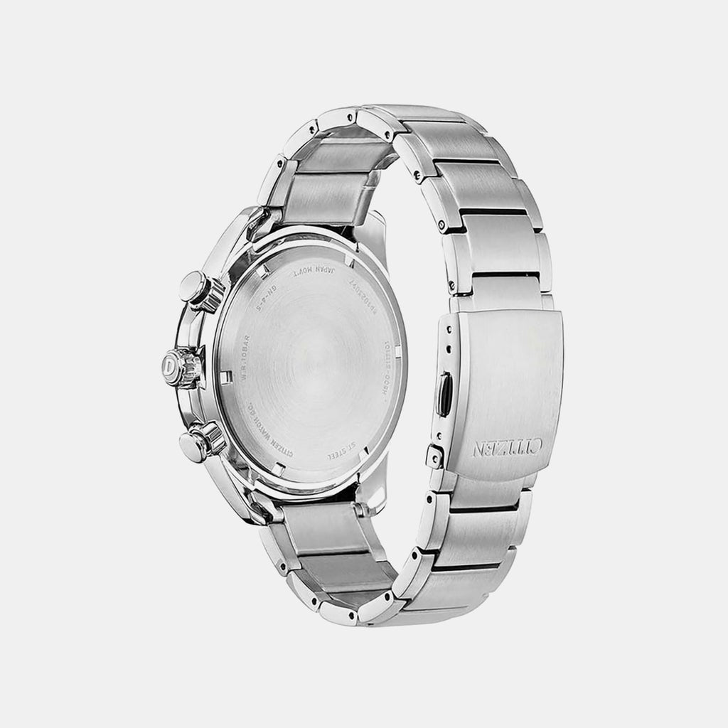 Men Quartz Silver Dial Chronograph Stainless Steel Watch AT2440-51L