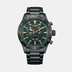 Men Quartz Green Dial Chronograph Stainless Steel Watch AT2527-80X