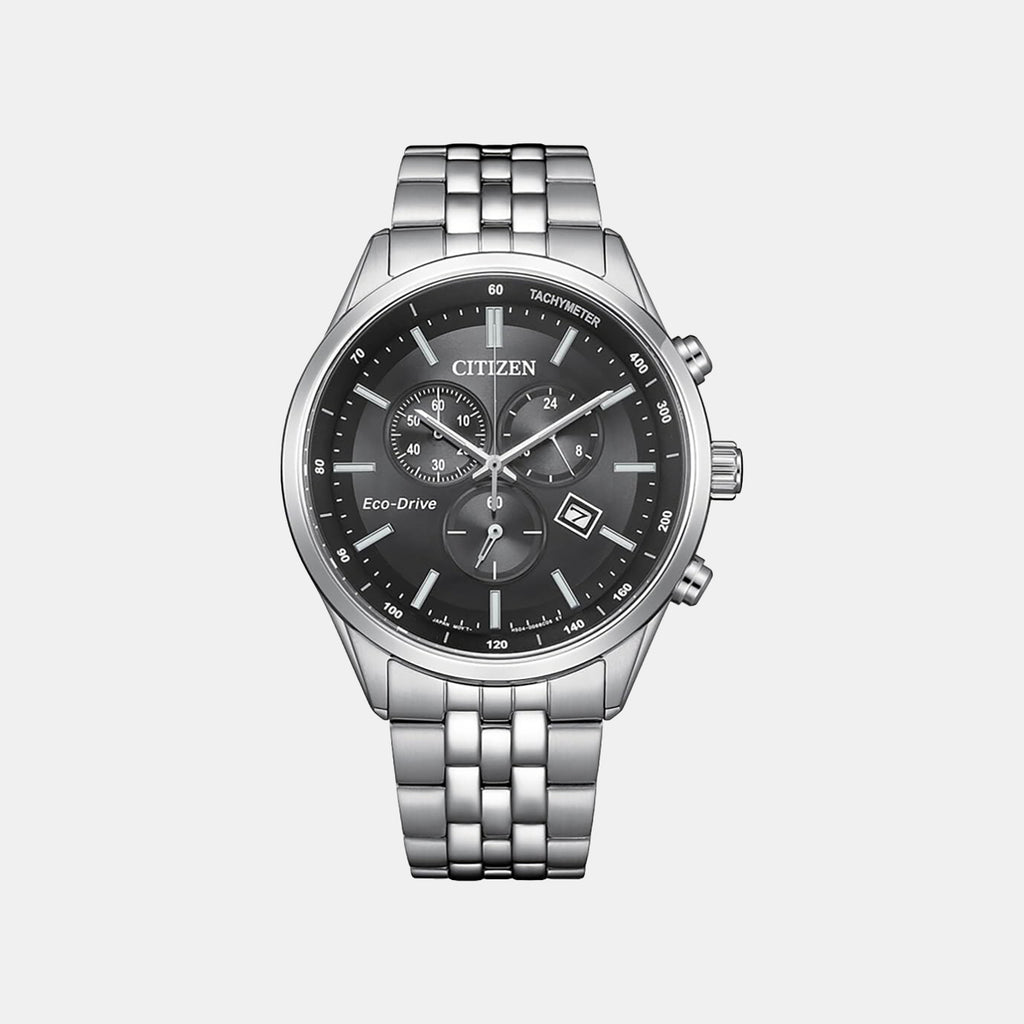 Men Quartz Black Dial Analog Stainless Steel Watch AT2570-56E