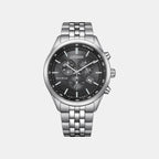 Men Quartz Black Dial Analog Stainless Steel Watch AT2570-56E