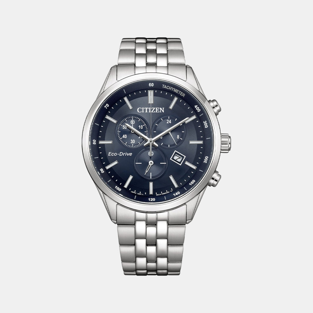 Men Quartz Blue Dial Chronograph Stainless Steel Watch AT2570-56L