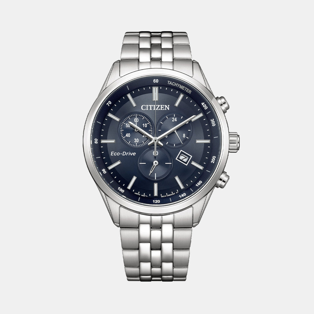 Men Quartz Blue Dial Chronograph Stainless Steel Watch AT2570-56L