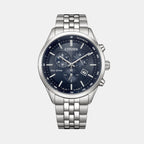 Men Quartz Blue Dial Chronograph Stainless Steel Watch AT2570-56L