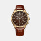 Eco-Drive Chronograph Men Brown Dial Leather Watch AT2573-07X