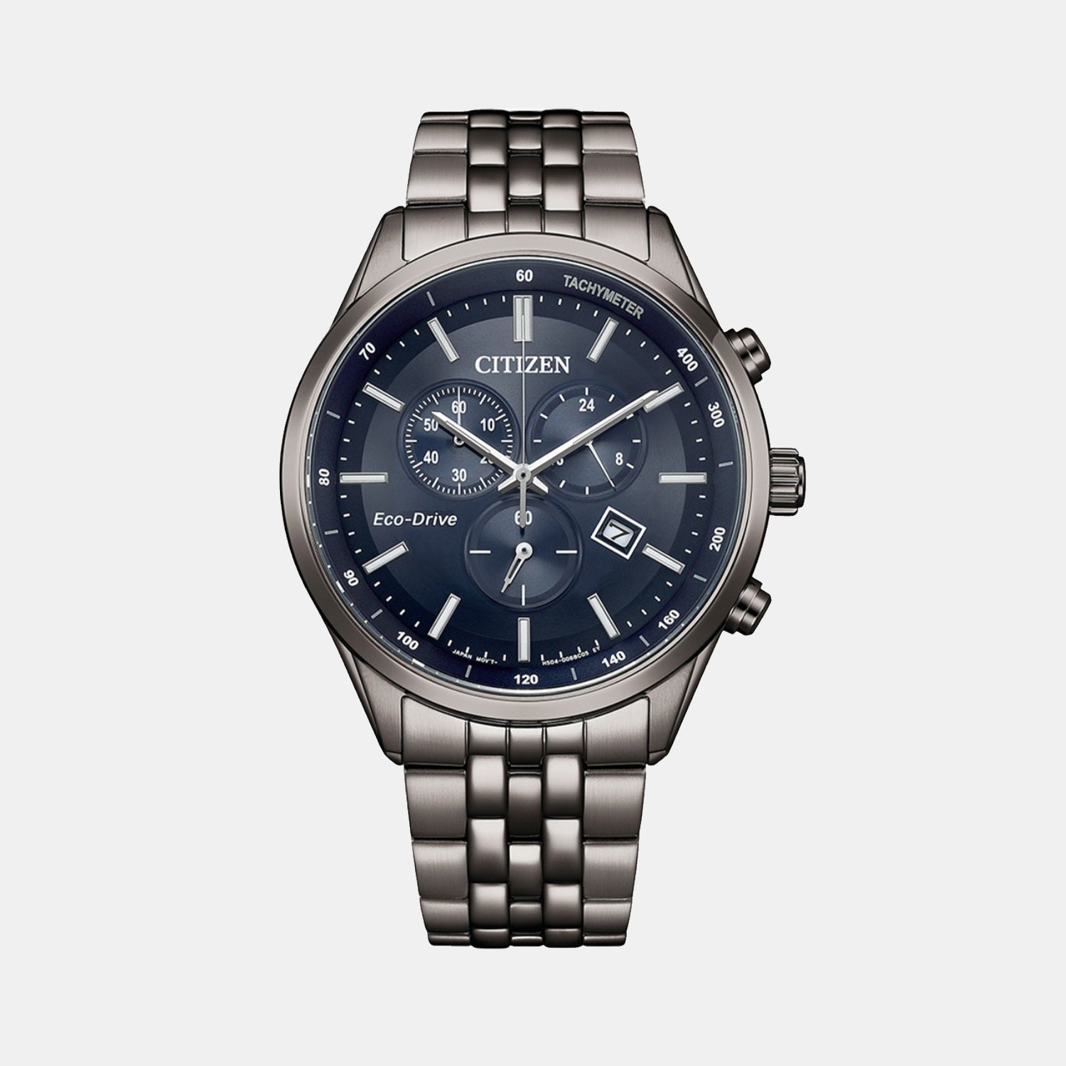 Men Eco-Drive Blue Dial Chronograph Stainless Steel Watch AT2577-57L