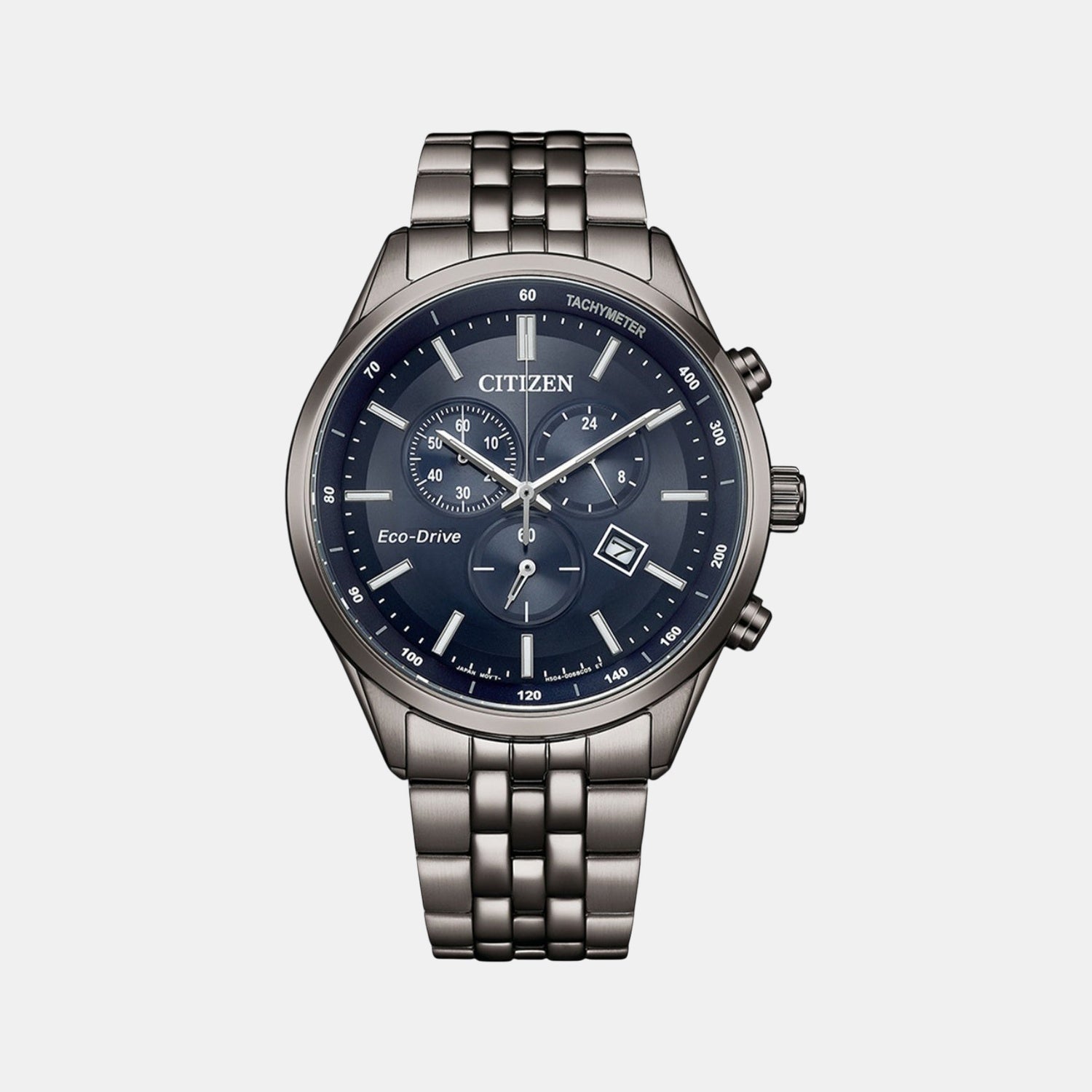 Men Eco-Drive Blue Dial Chronograph Stainless Steel Watch AT2577-57L