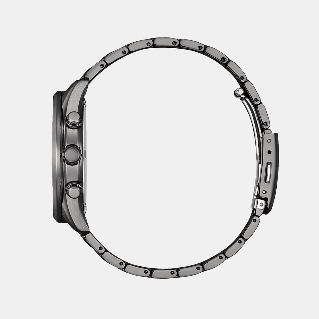 Men Eco-Drive Blue Dial Chronograph Stainless Steel Watch AT2577-57L