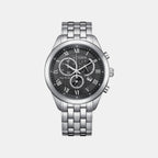 Eco-drive Men Quartz Black Dial Chronograph Stainless Steel Watch AT2600-57E